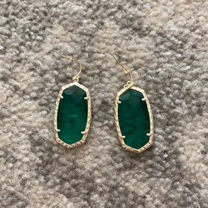 Kendra Scott green and gold earrings